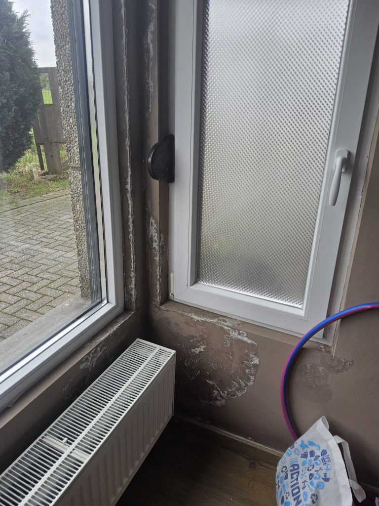 Duidelijke vochtplekken op muren